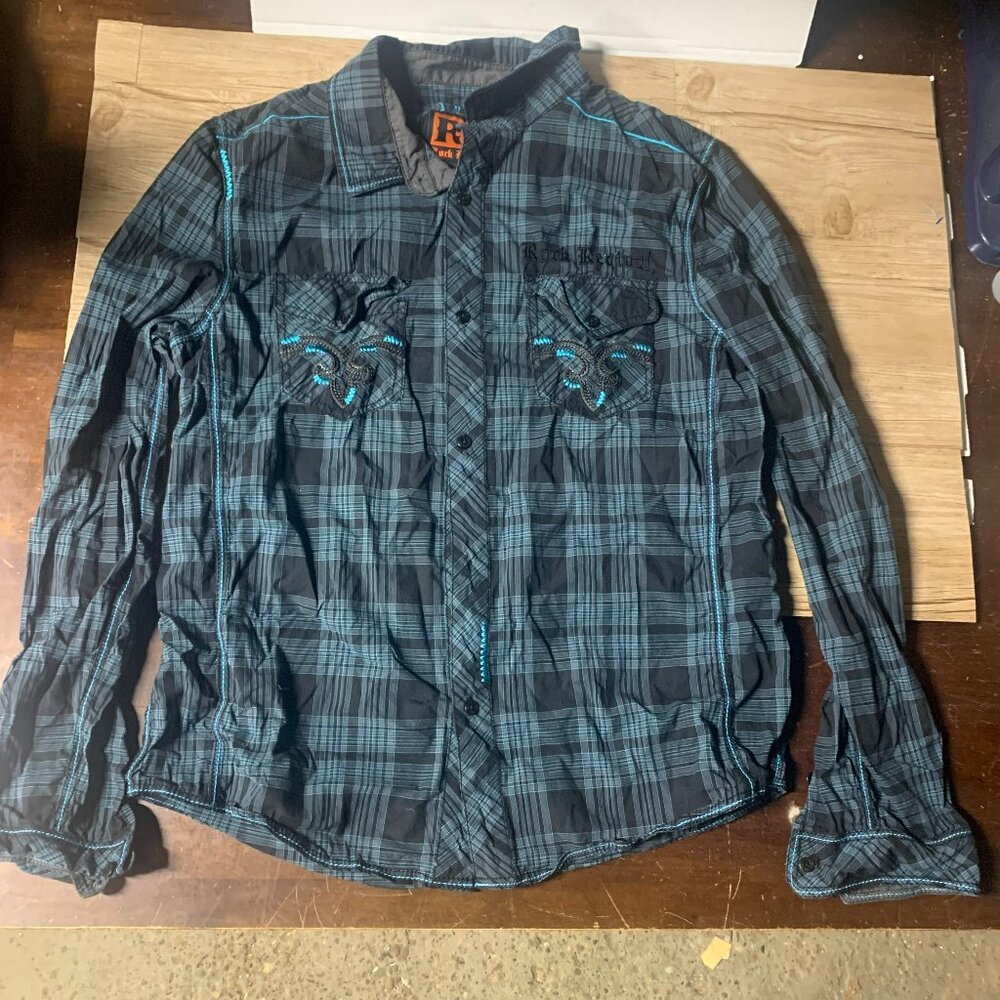 Rock Revival Mens Button Up Shirt: Style #BLE006: Size Medium